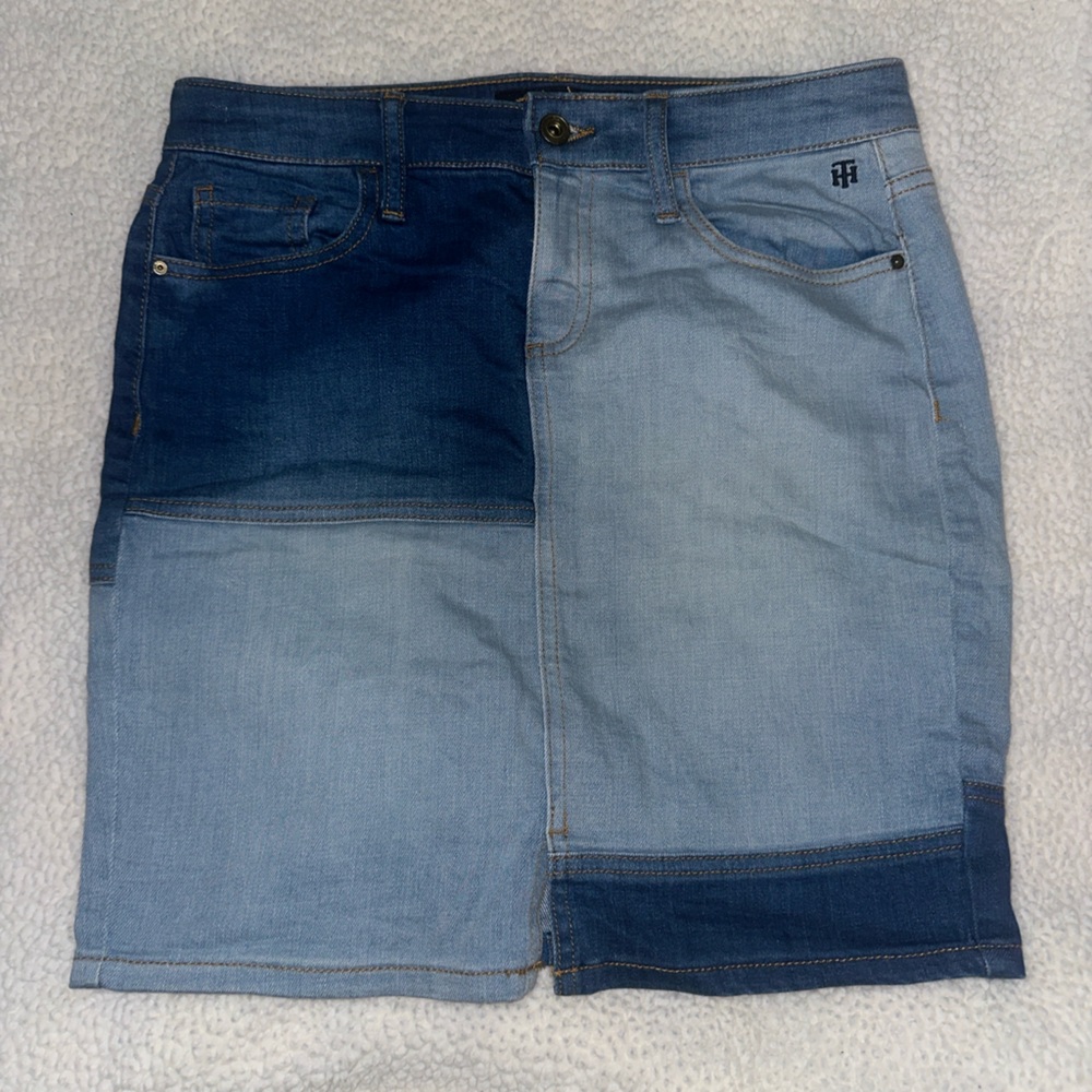 Tommy Hilfiger Two-Tone Jean Skirt